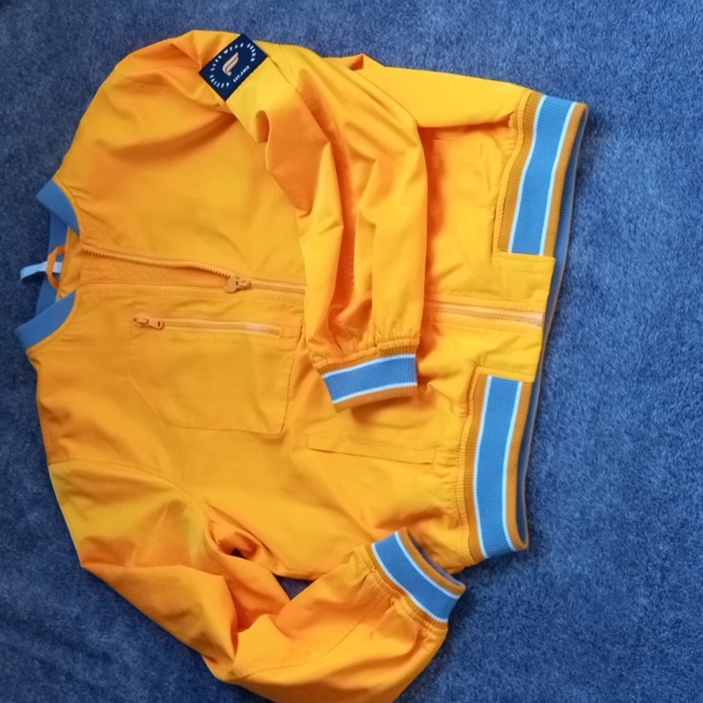 Fabletics satin bomber jacket Desert Sun/Raincloud